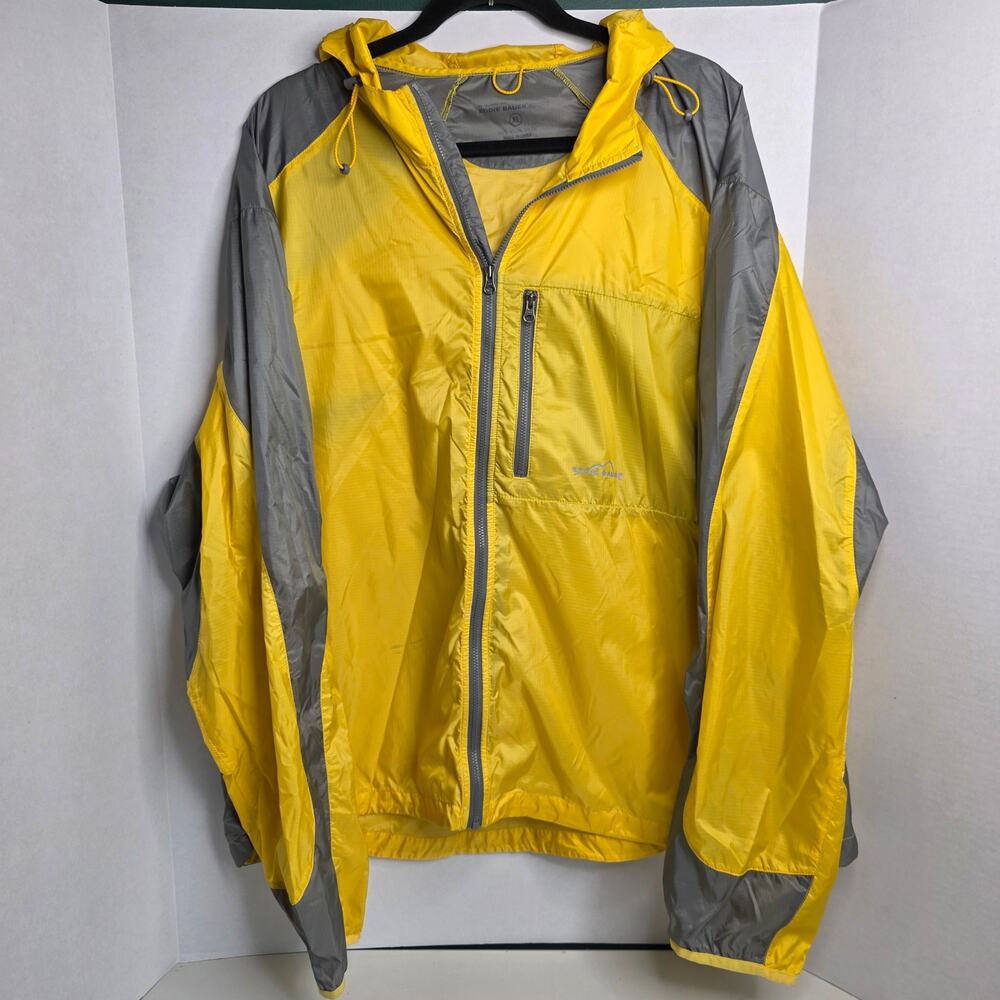 Eddie Bauer, Yellow and Grey Windbreaker Jogging Jacket, Mens, XL